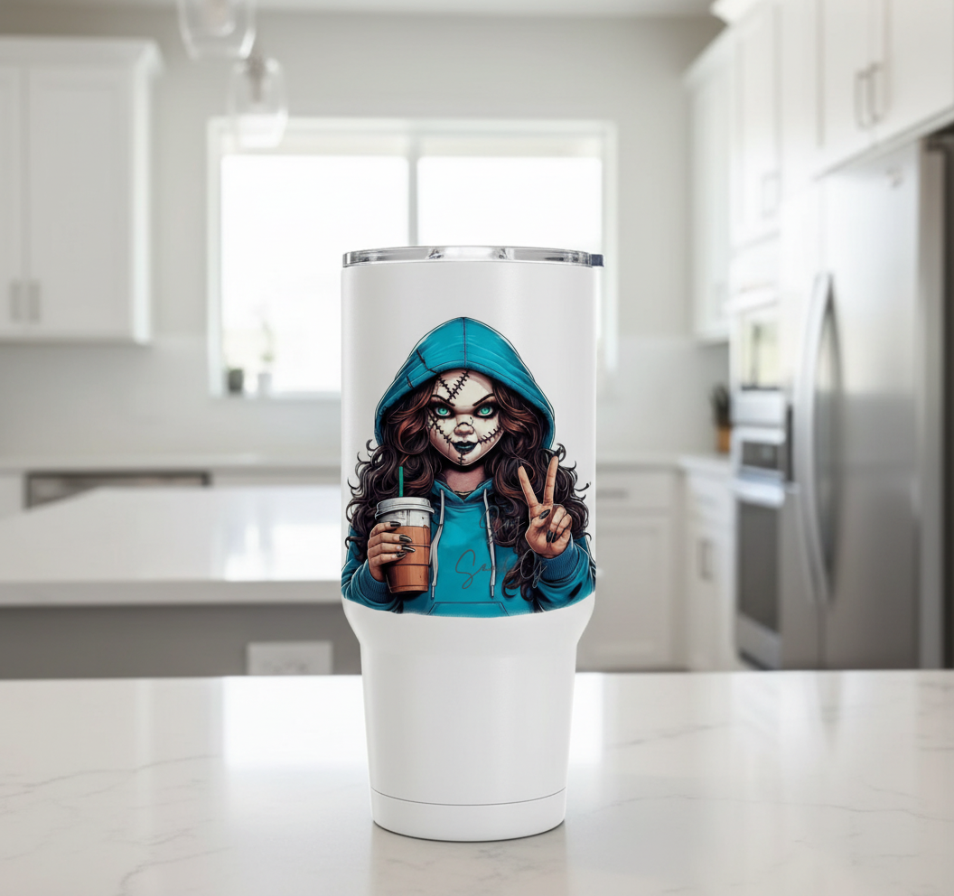 Blue Hoodie Chucky Girl - UVDTF Decal for cups/hard surfaces sticker