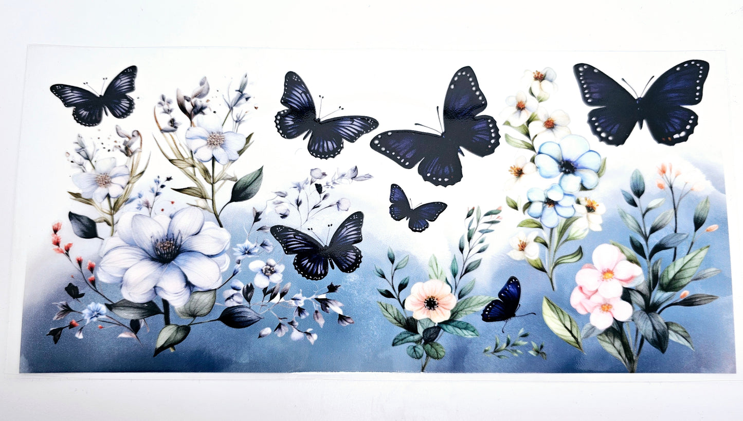 Dark Blue Butterflies - UVDTF wrap for cups/hard surfaces sticker