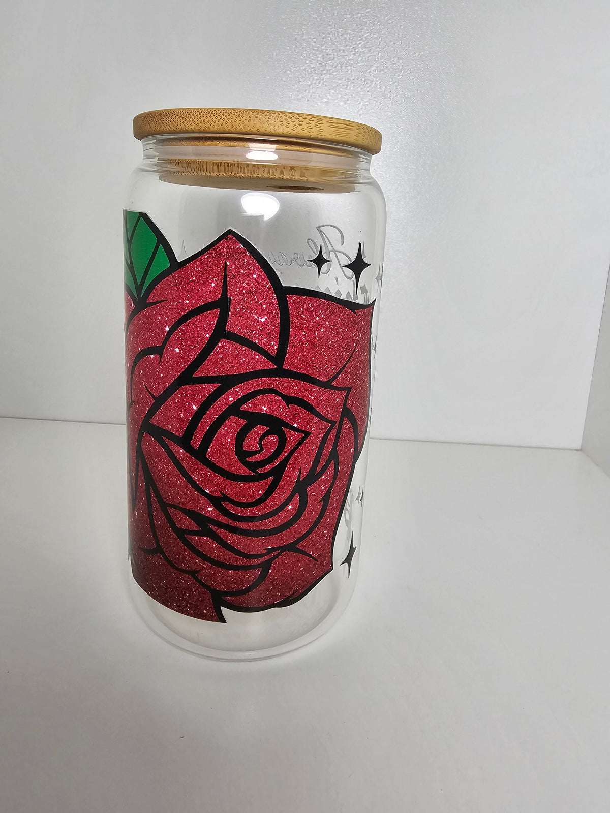 Ready to Ship - 16 oz Glass Cup with Plastic Straw - Premade cup