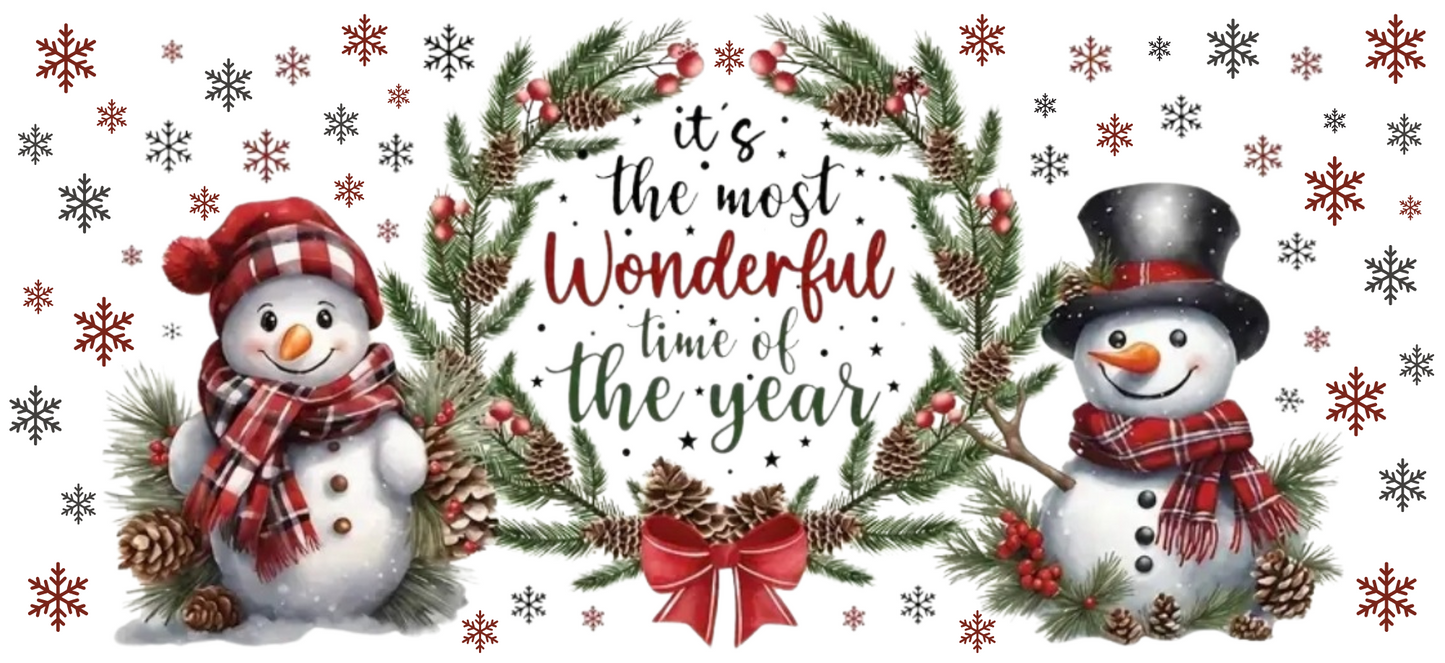 It's the Most Wonderful Time of the Year Snowmen - UVDTF Wrap for cups/hard surfaces sticker
