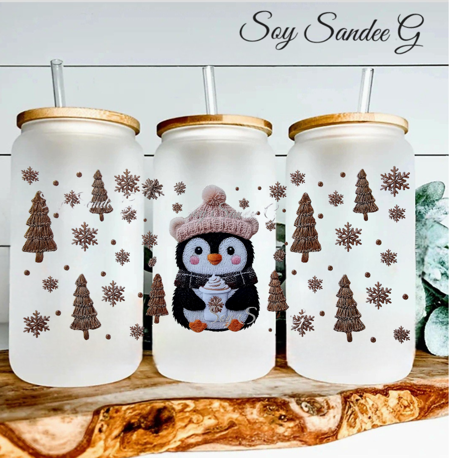Embroidered Penguin - UVDTF Wrap for cups/hard surfaces sticker