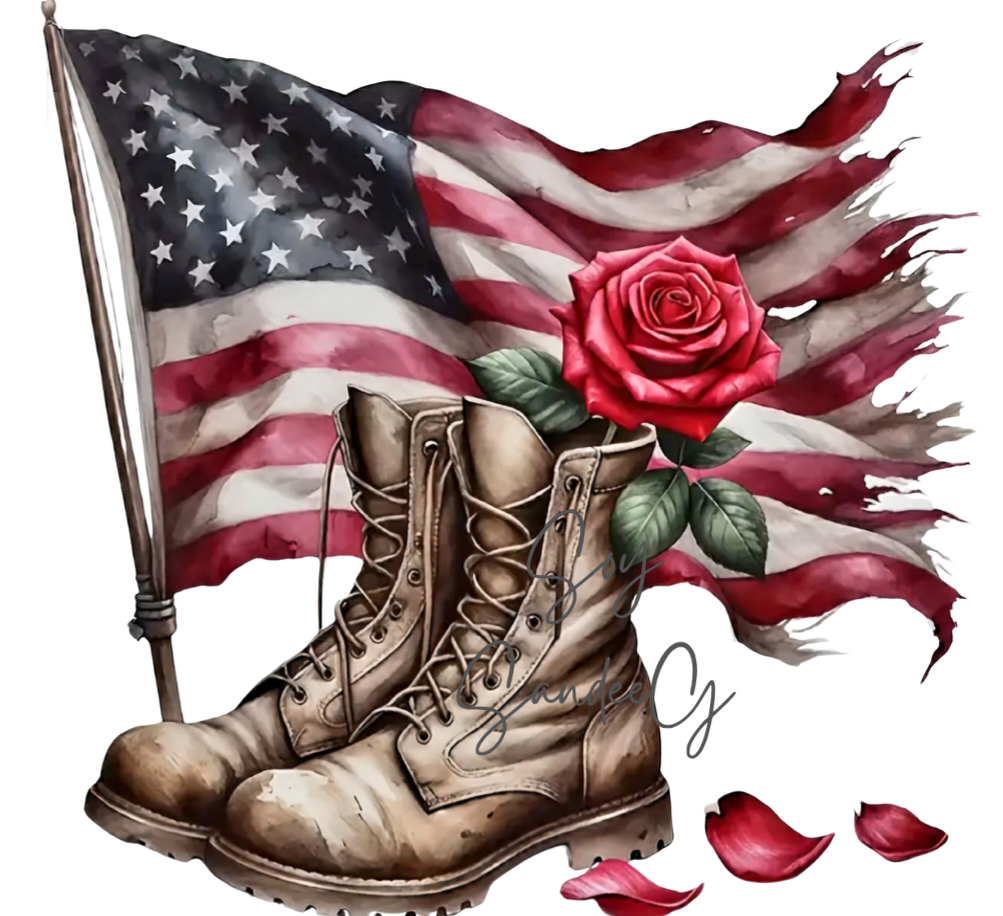 Military Boots & Flag - UVDTF Decal for cups/hard surfaces sticker