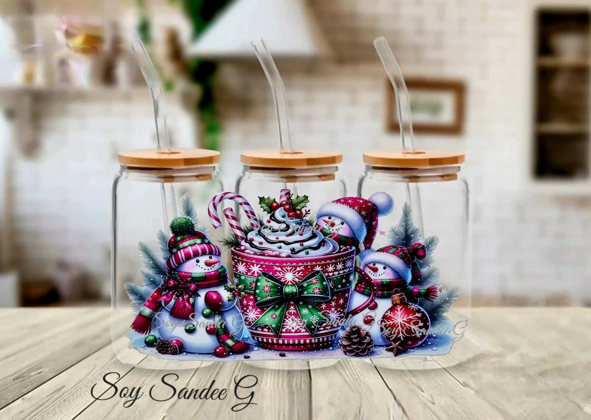 Peppermint Mocha Snowmen - UVDTF Wrap for cups/hard surfaces sticker