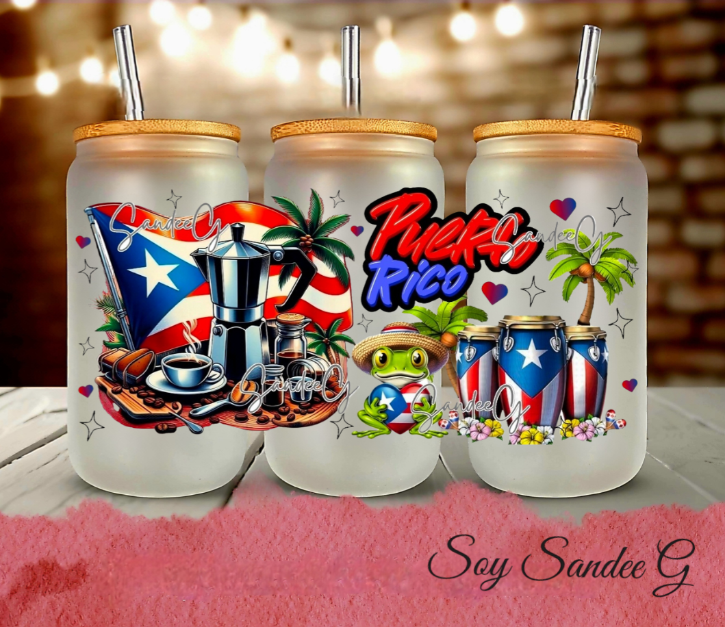 Puerto Rico Cafe & Ritmo - UVDTF Wrap for cups/hard surfaces sticker