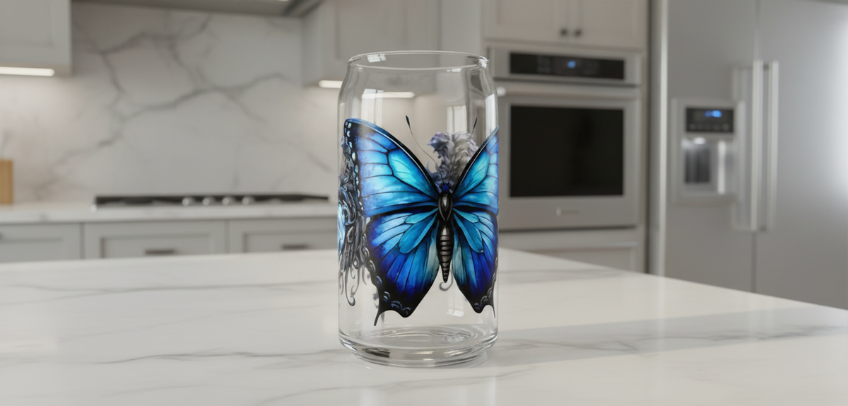 Light Blue Gothic Butterfly - UVDTF Wrap for cups/hard surfaces sticker