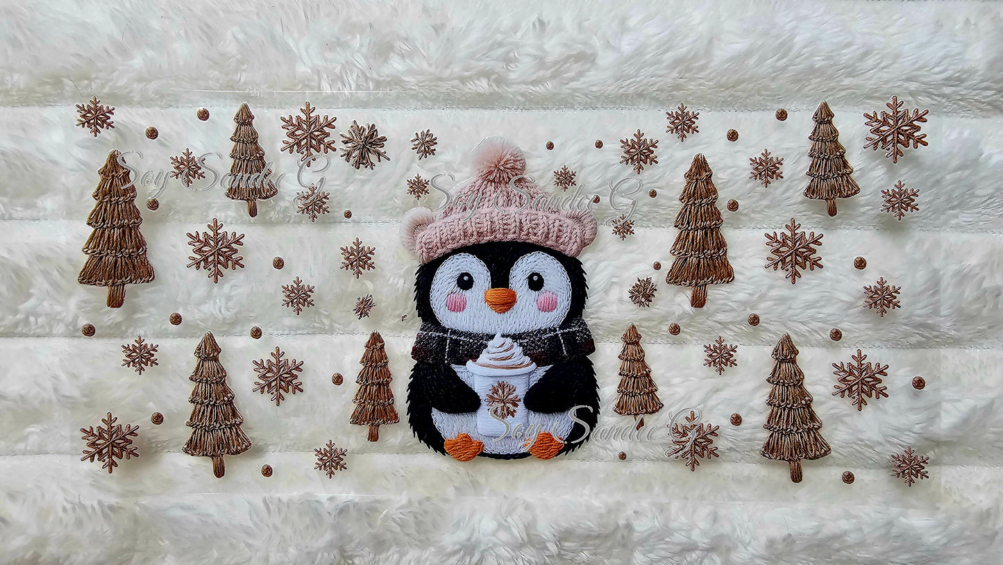 Embroidered Penguin - UVDTF Wrap for cups/hard surfaces sticker