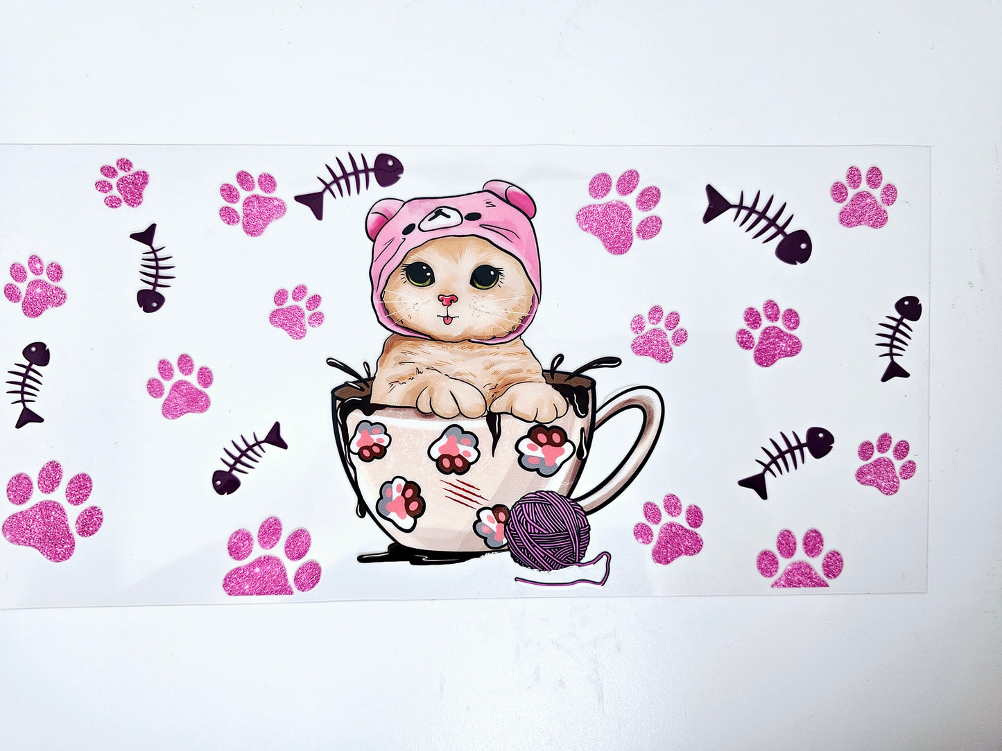 Teacup Kitty - UVDTF Wrap for cups/hard surfaces sticker