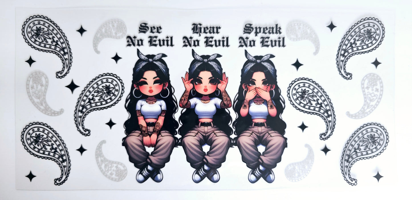 See no Evil, Speak no Evil, Hear no Evil - UVDTF Wrap for cups/hard surfaces sticker