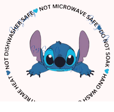 Stitch Cup Care - UVDTF Decal with cup instructions sticker