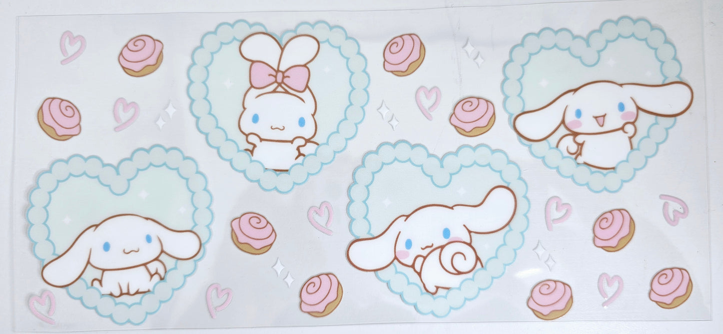 Cinnamon Roll Teal Hearts - UVDTF wrap for cups/hard surfaces sticker