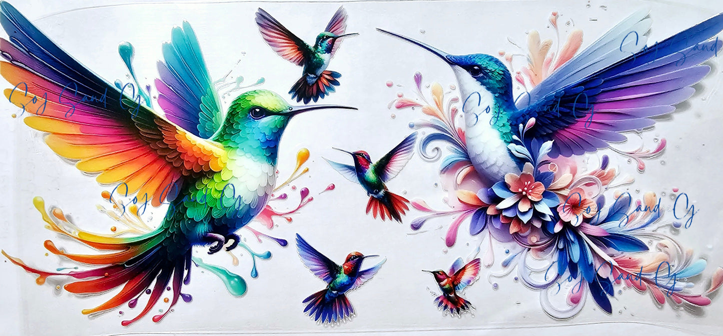 Hummingbirds - UVDTF Wrap for cups/hard surfaces sticker