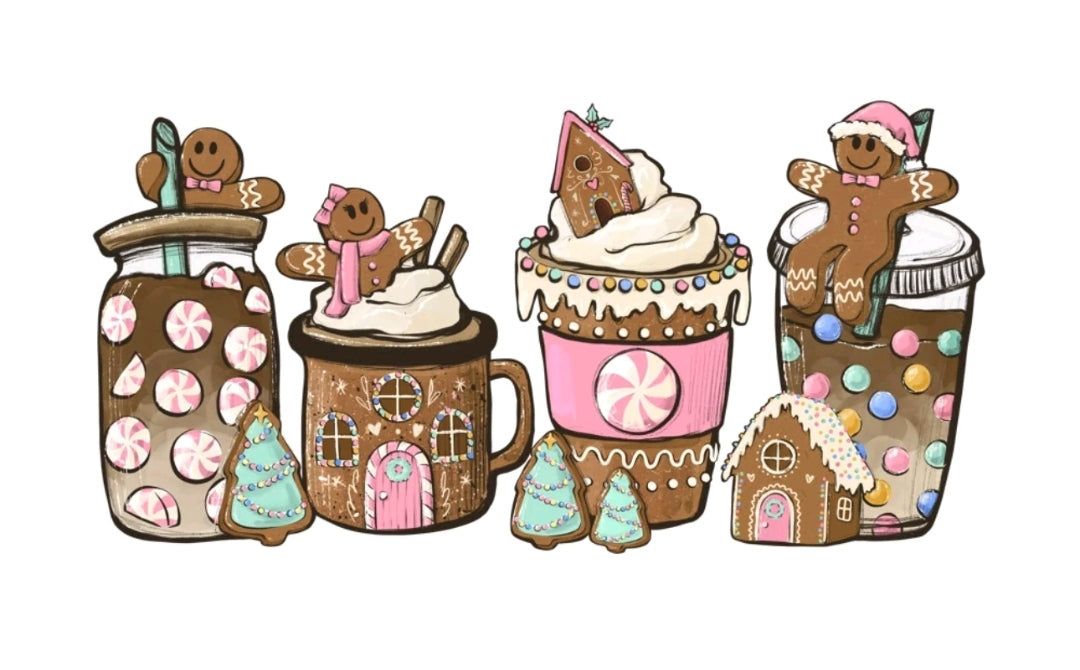 Gingerbread Cups - UVDTF Wrap for cups/hard surfaces sticker