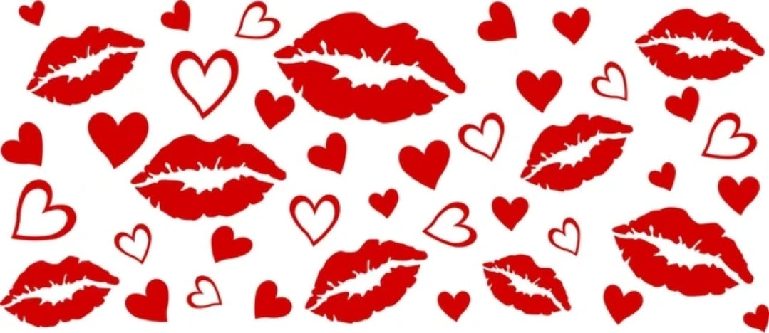 Envoltura UVDTF de labios y corazones rojos