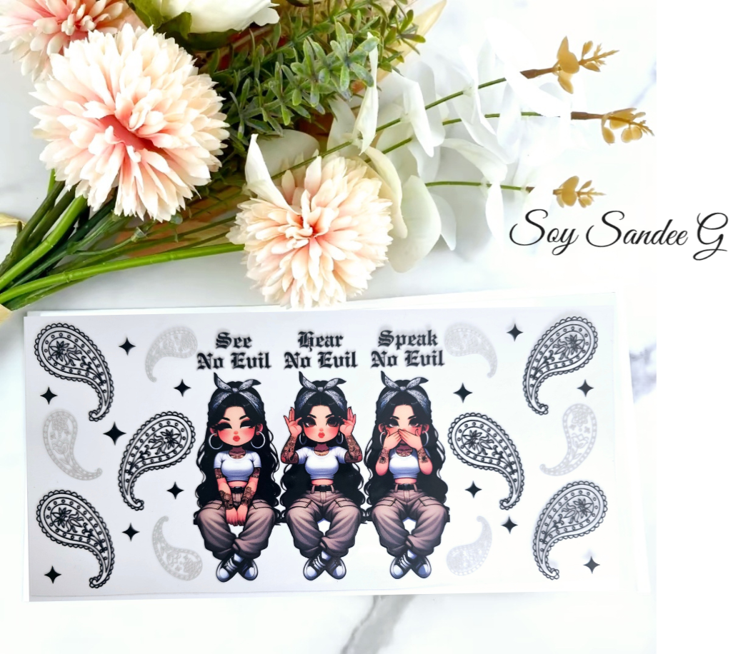 See no Evil, Speak no Evil, Hear no Evil - UVDTF Wrap for cups/hard surfaces sticker