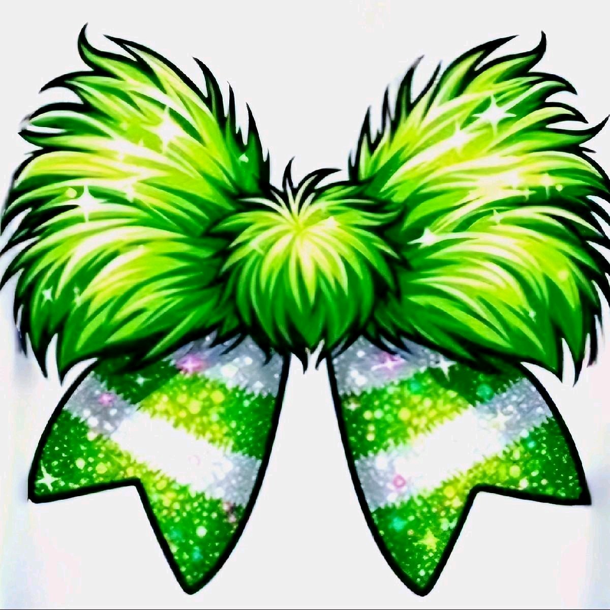 Green & White Fluffy Bow -  UVDTF Decal