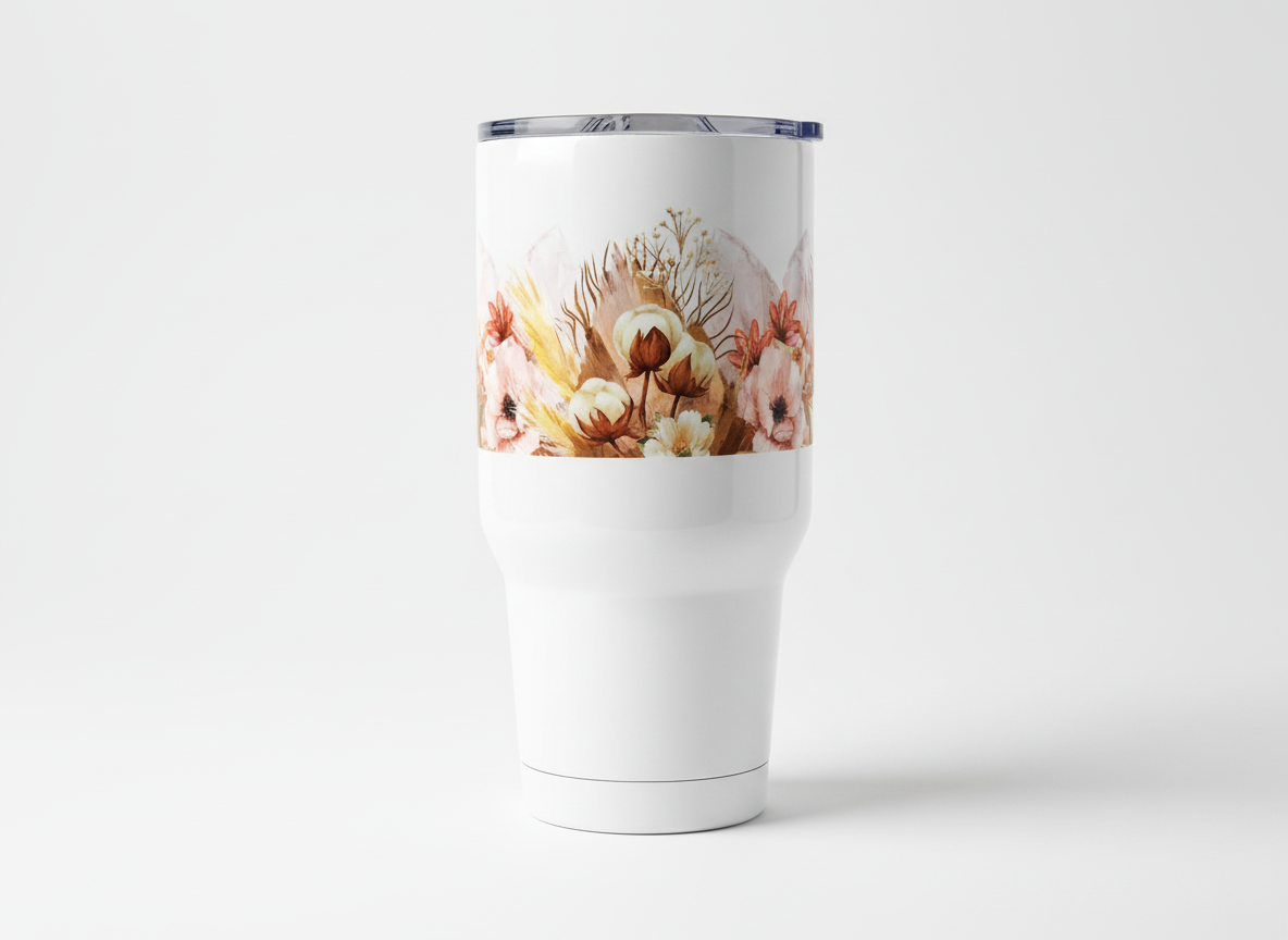 Flores rosas y marrones UVDTF