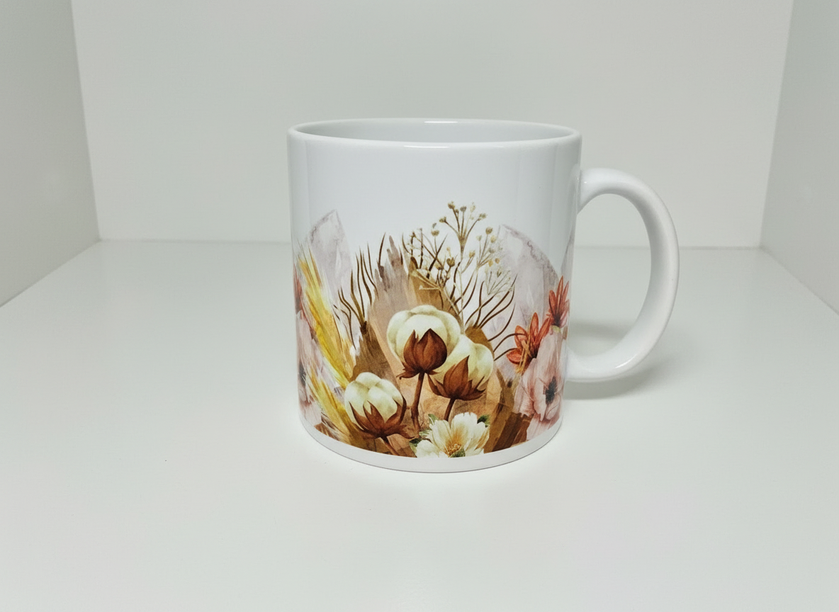 Flores rosas y marrones UVDTF