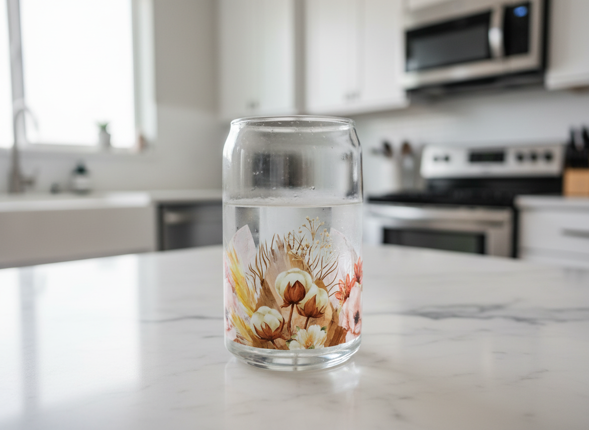 Flores rosas y marrones UVDTF