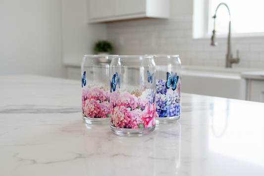 3 Blue Butterflies & Flowers - UVDTF Wrap for cups/hard surfaces sticker