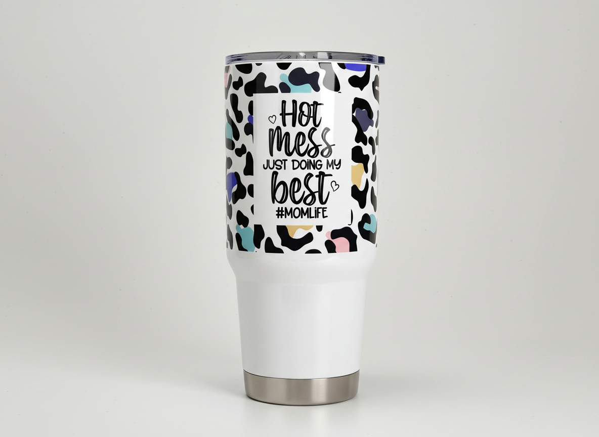Hot Mess Mom Life - UVDTF Wrap for cups/hard surfaces sticker
