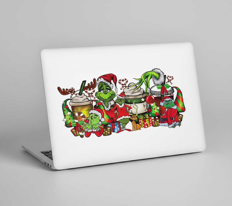 Vasos Big Grinch con envoltura UVDTF