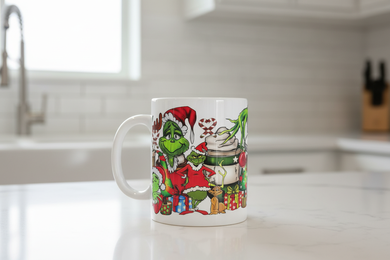 Vasos Big Grinch con envoltura UVDTF