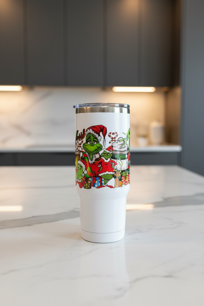 Vasos Big Grinch con envoltura UVDTF