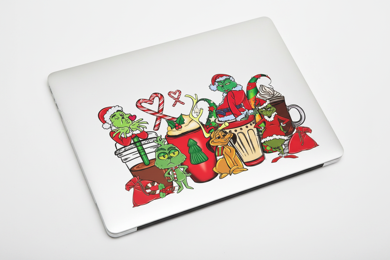 Vasos Grinches con envoltura UVDTF