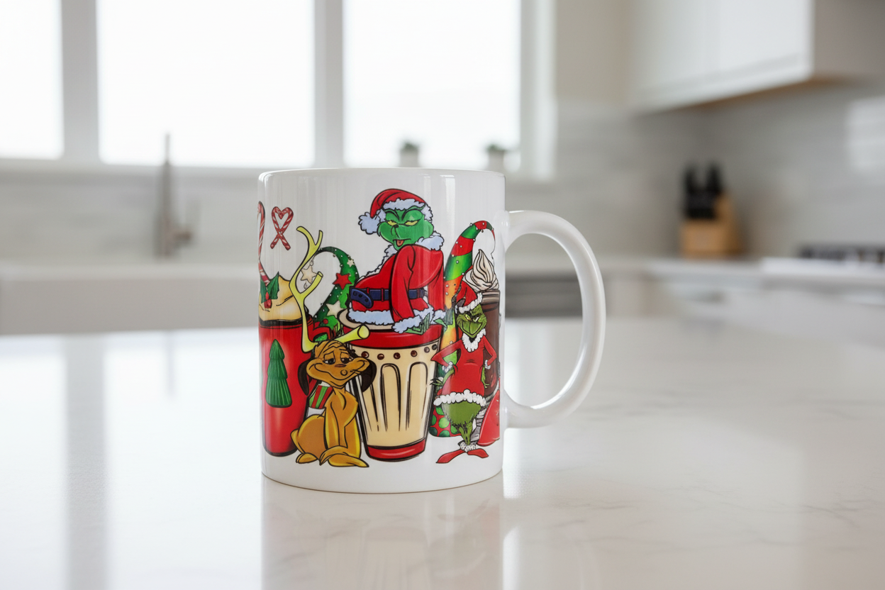 Vasos Grinches con envoltura UVDTF