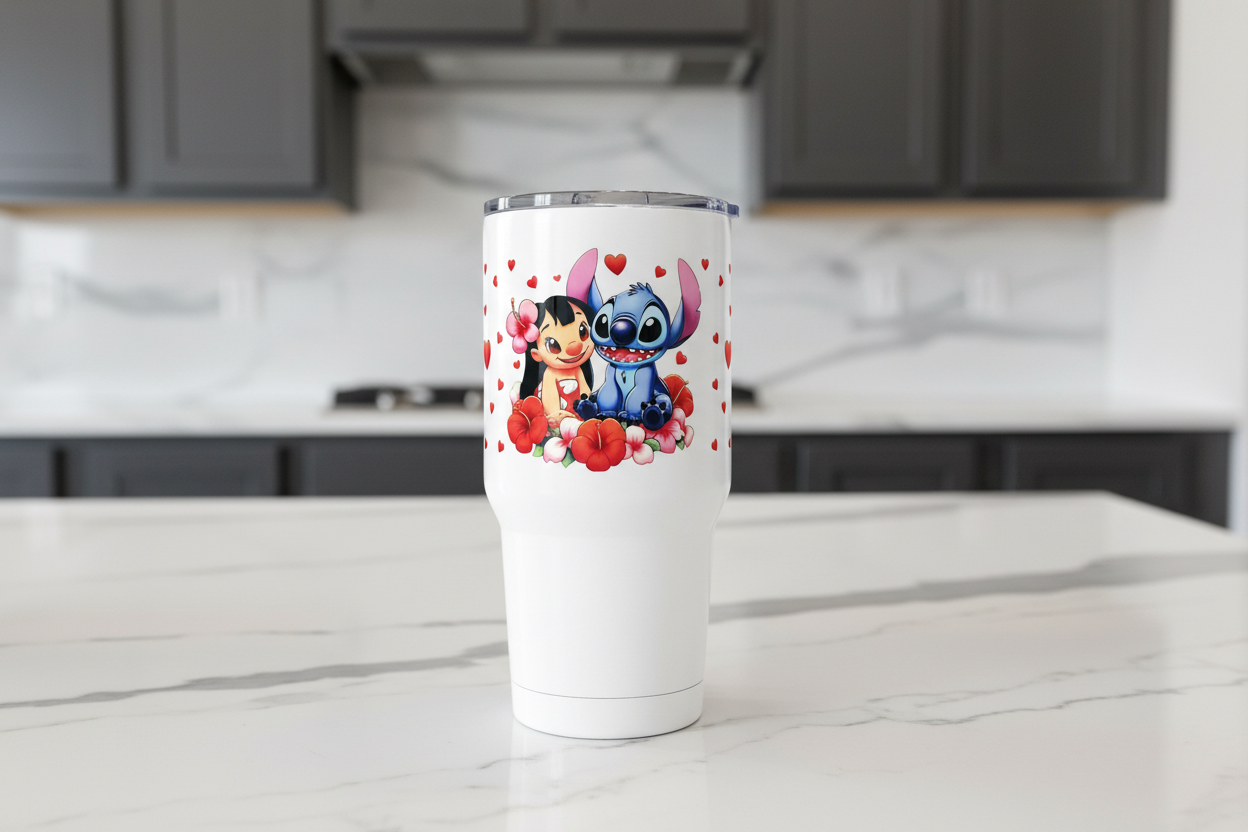 Manta con estampado UVDTF de Stitch Love