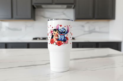 Manta con estampado UVDTF de Stitch Love