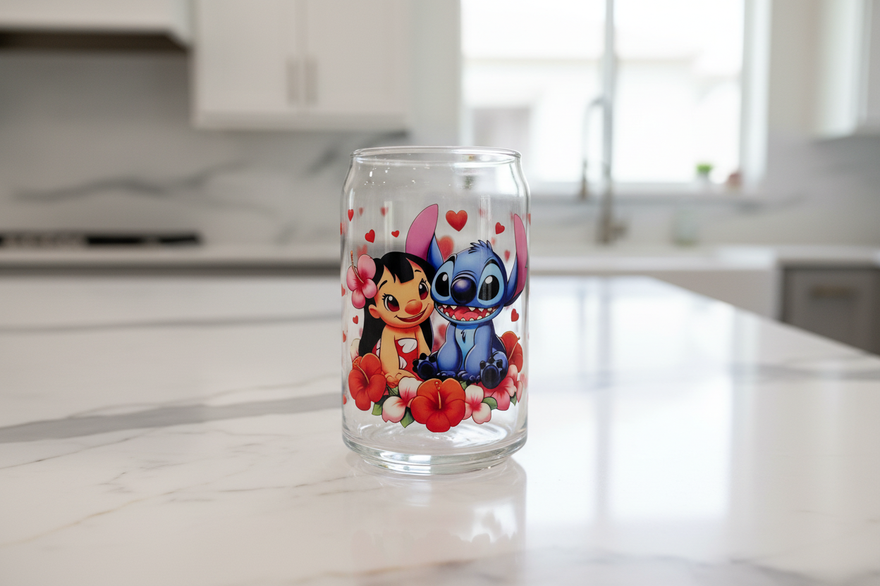 Manta con estampado UVDTF de Stitch Love