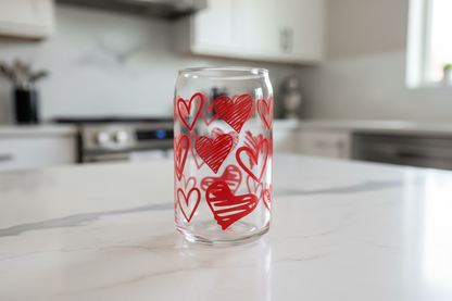 Envoltura UVDTF de corazones rojos