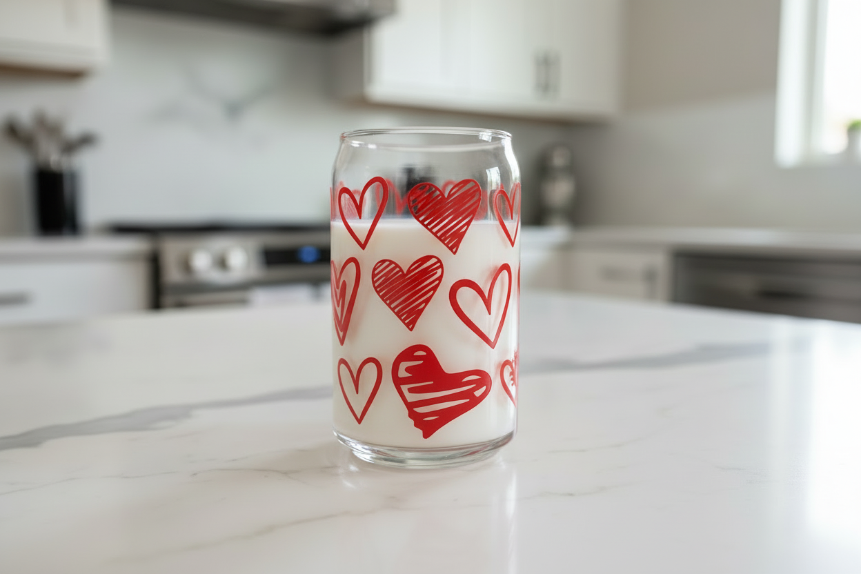 Envoltura UVDTF de corazones rojos