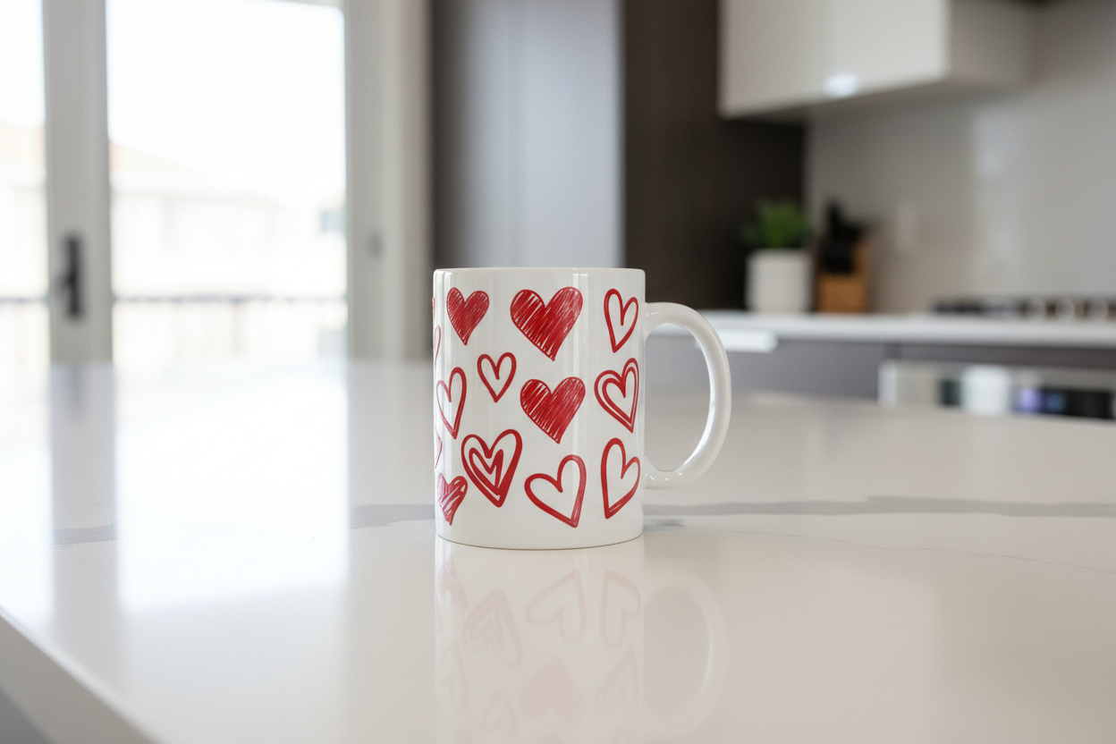 Envoltura UVDTF de corazones rojos