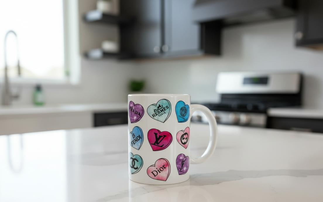 Designer Hearts UVDTF wrap for cups/hard surfaces sticker