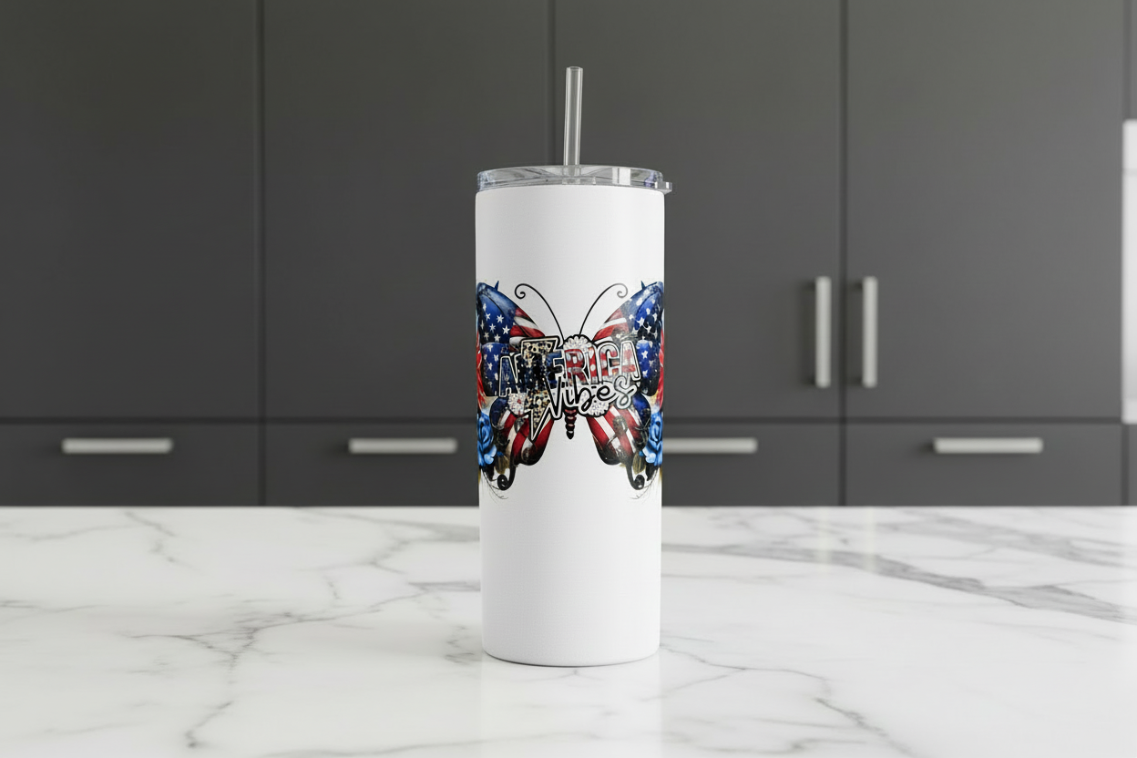 America Vibes Butterfly - UVDTF wrap for cups/hard surfaces sticker