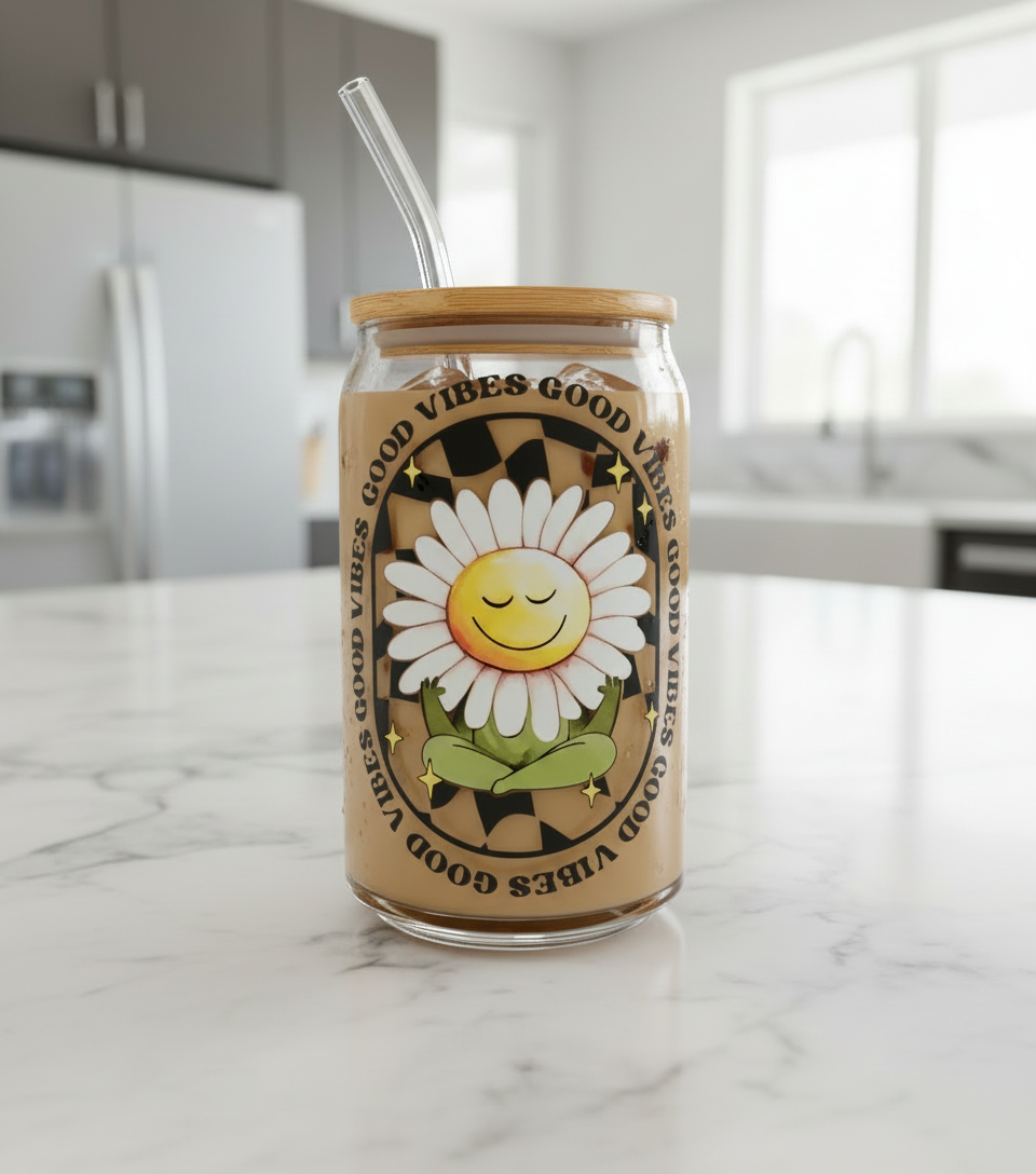 Good Vibes Daisy - UVDTF Decal for cups/hard surfaces sticker