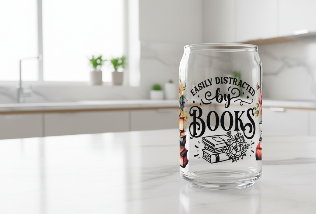 Easily Distracted by Books - UVDTF wrap for cups/hard surfaces sticker