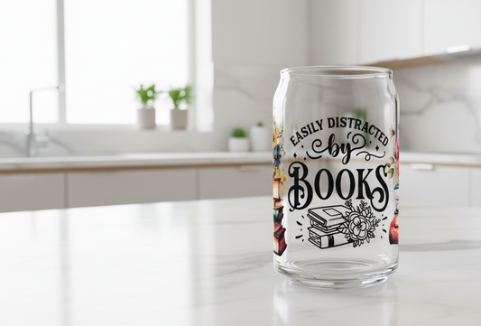Easily Distracted by Books - UVDTF wrap for cups/hard surfaces sticker