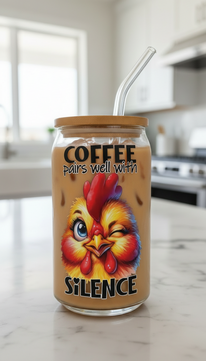 Coffee Pairs Well with Silence - UVDTF Decal for cups/hard surfaces sticker