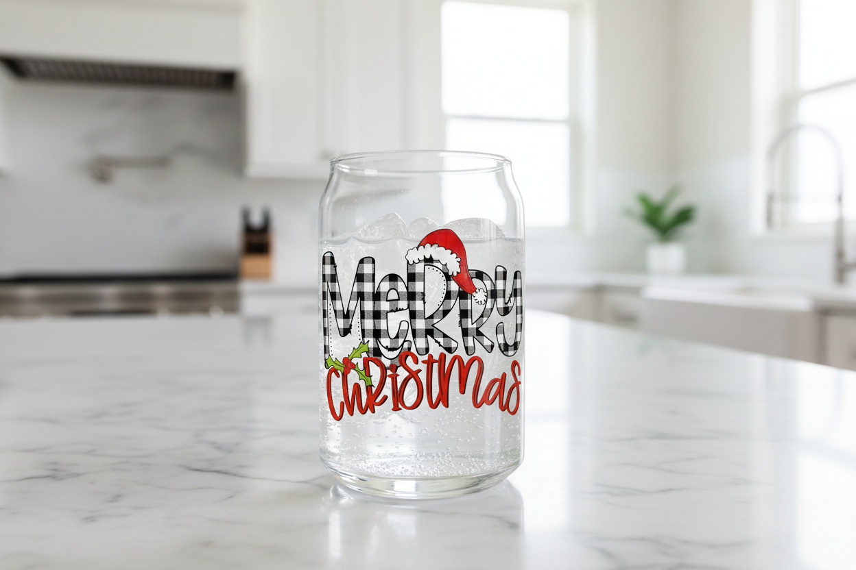 Merry Christmas Plaid - UVDTF Decal for cups/hard surfaces sticker