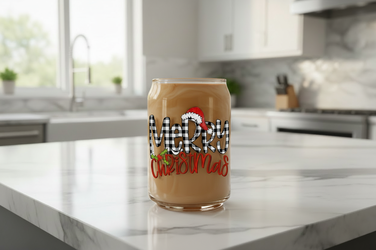 Merry Christmas Plaid - UVDTF Decal for cups/hard surfaces sticker