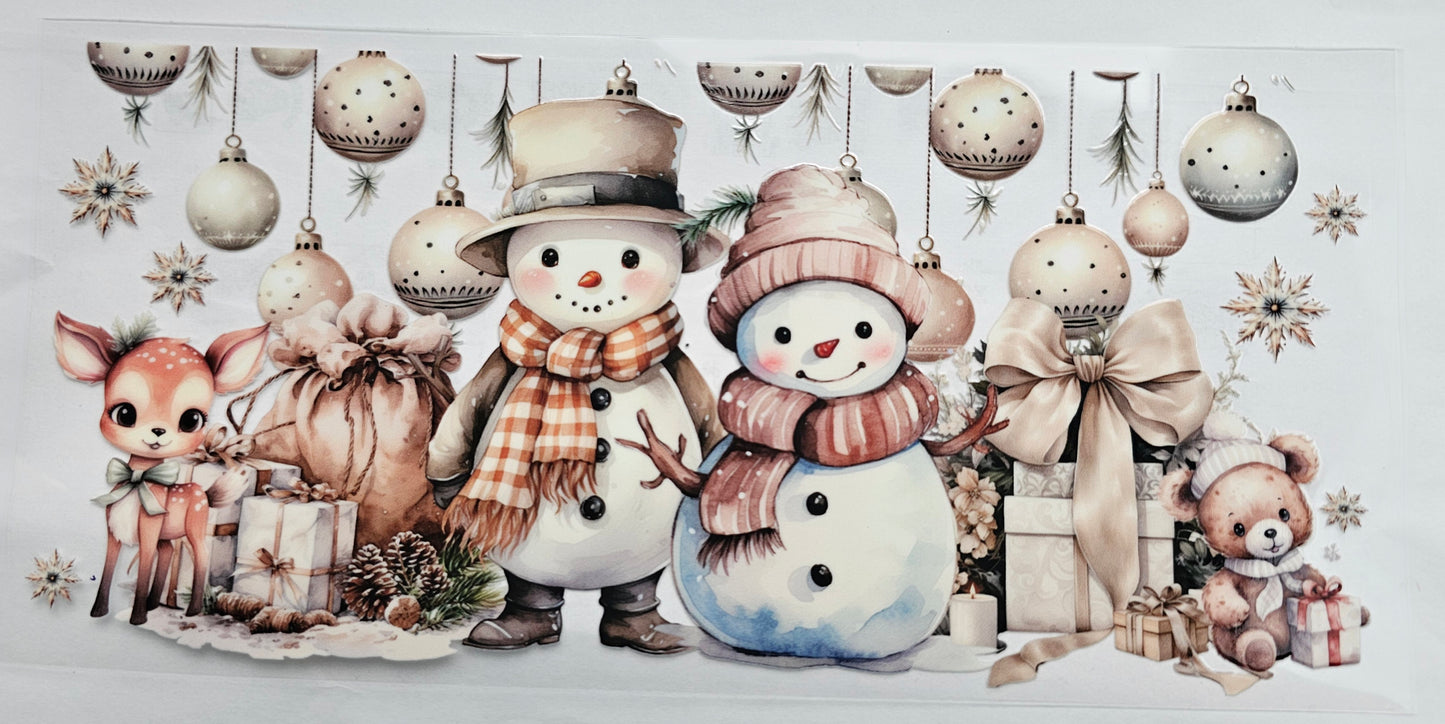 Beige Snowman Couple UVDTF Wrap