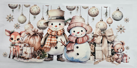 Beige Snowman Couple UVDTF Wrap