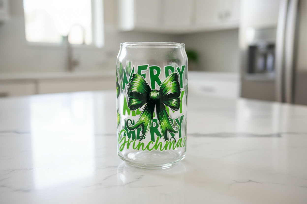 Merry Grinchmas Green Letters - UVDTF Wrap for cups/hard surfaces sticker