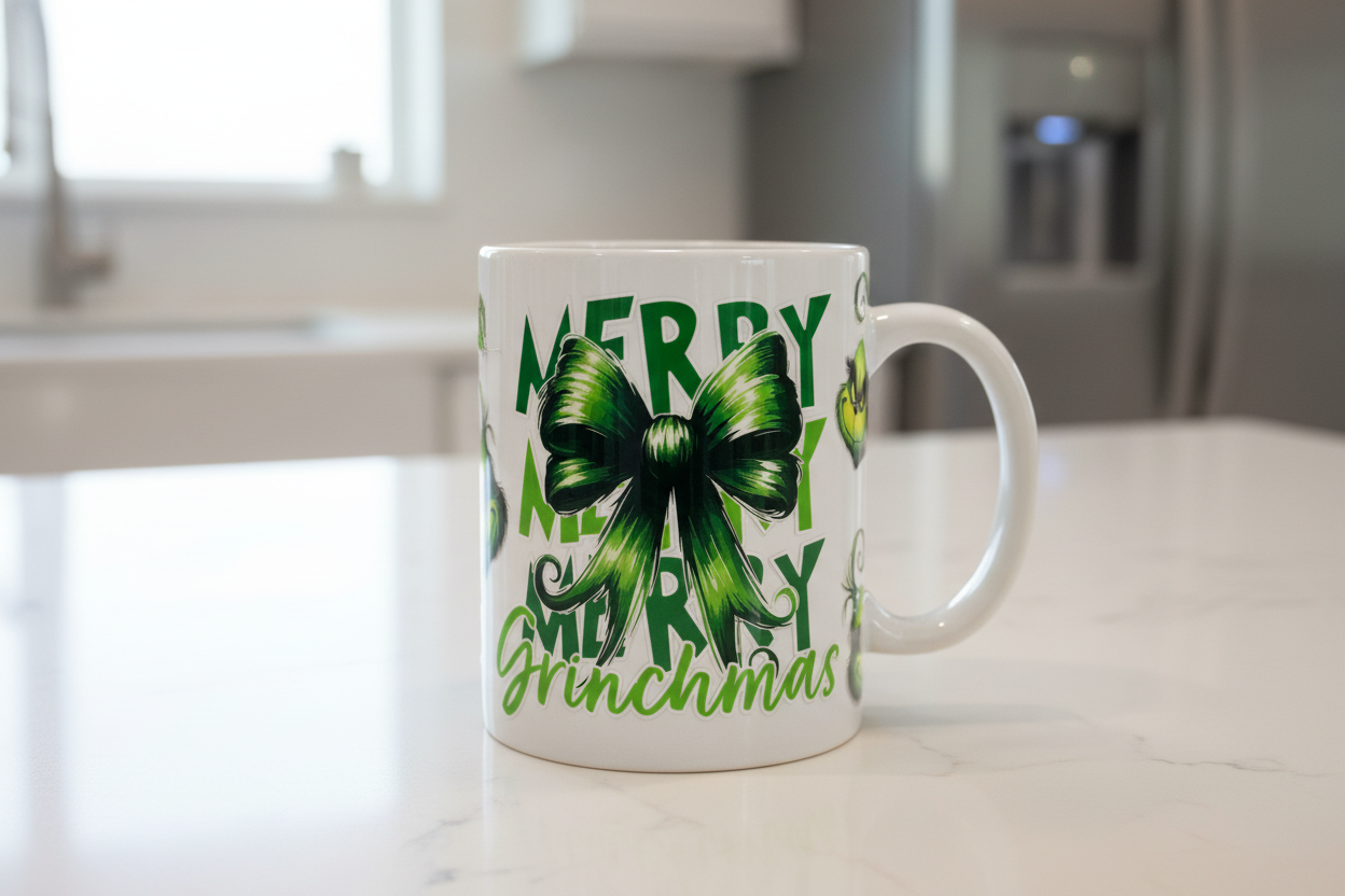 Merry Grinchmas Green Letters - UVDTF Wrap for cups/hard surfaces sticker
