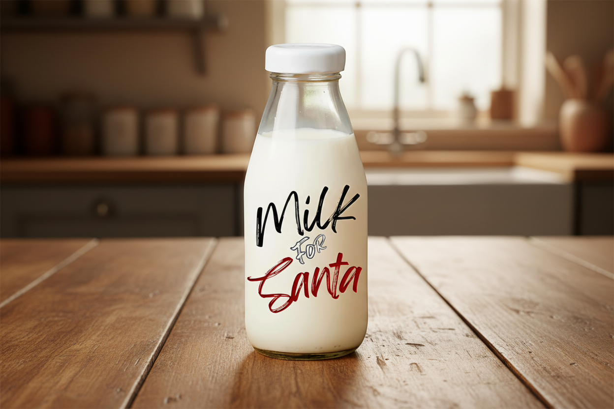 Milk Glass Bottle for Santa