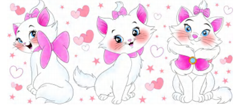 3 Cute Cats with Pink Bows - UVDTF Wrap for cups/hard surfaces sticker
