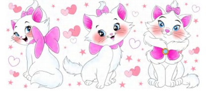 3 Cute Cats with Pink Bows - UVDTF Wrap for cups/hard surfaces sticker